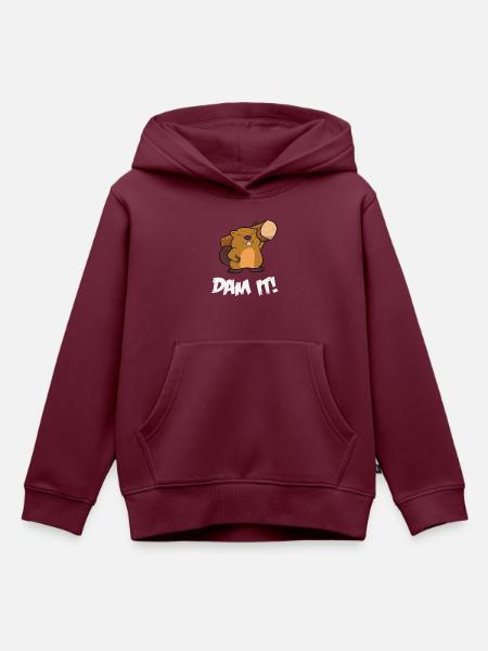 Lustiger Biber Staudamm Cooler Biber - Kinder Premium Organic Hoodie - Burgunderrot