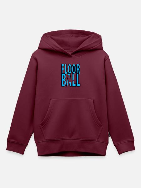 Floorball - Kinder Premium Organic Hoodie - Burgunderrot