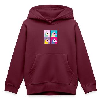 Pop-Art - Lama mit Sonnenbrille - Kinder Premium Organic Hoodie - Burgunderrot - Vorne - AI Model Kid Female (0cm)