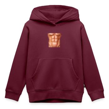 Sixpack Muskelbauch Waschbrettbauch Adonis - Kinder Premium Organic Hoodie - Burgunderrot - Vorne - AI Model Kid Female (0cm)