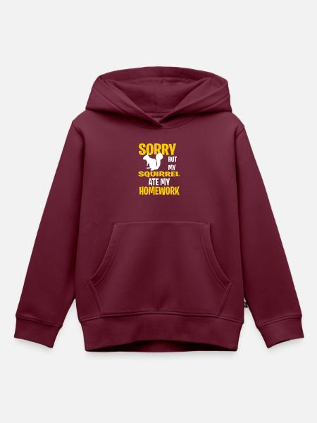 Funny Squirrel Present Idea - Kinder Premium Organic Hoodie - Burgunderrot