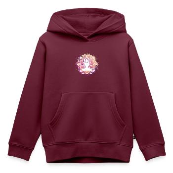Bunte Lotus Pose - Kinder Premium Organic Hoodie - Burgunderrot - Vorne - AI Model Kid Female (0cm)