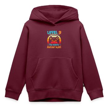 Gamer 9. Geburtstag Geburtstagsshirt Level 9 Jahre - Kinder Premium Organic Hoodie - Burgunderrot - Vorne - AI Model Kid Female (0cm)