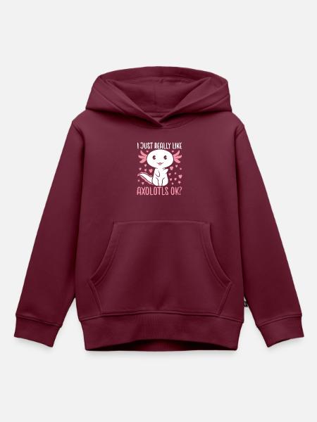 Axolotl - Kinder Premium Organic Hoodie - Burgunderrot
