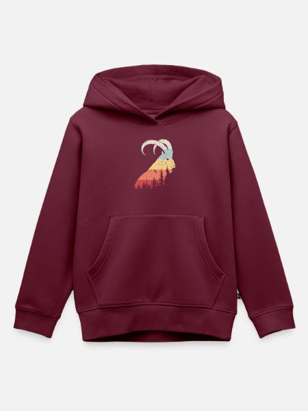Steinbock - Kinder Premium Organic Hoodie - Burgunderrot