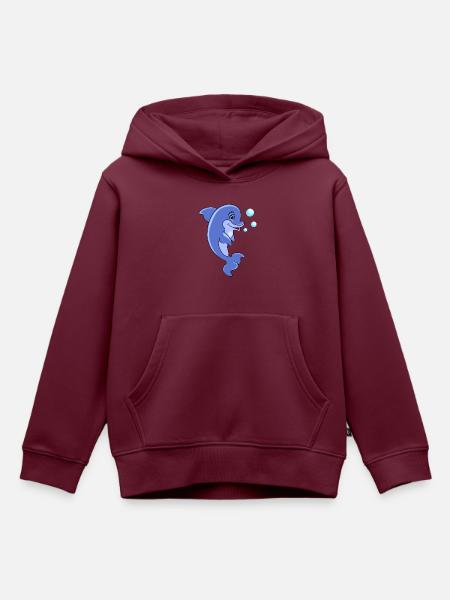 Delphin - Kinder Premium Organic Hoodie - Burgunderrot