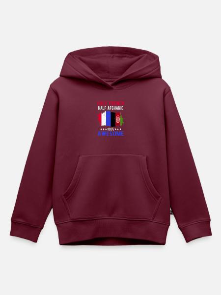 Halb Franzose Halb Afghane - Kinder Premium Organic Hoodie - Burgunderrot