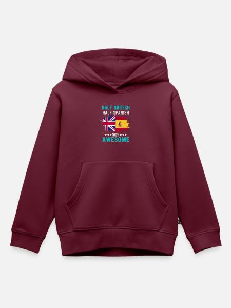 Halb Brite Halb Spanier - Kinder Premium Organic Hoodie - Burgunderrot