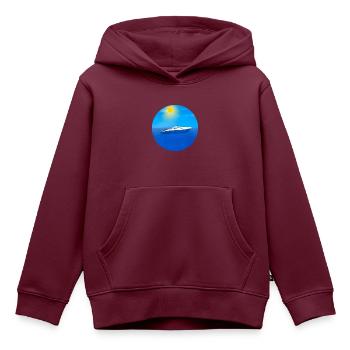 Motorboot im Meer - Kinder Premium Organic Hoodie - Burgunderrot - Vorne - AI Model Kid Female (0cm)