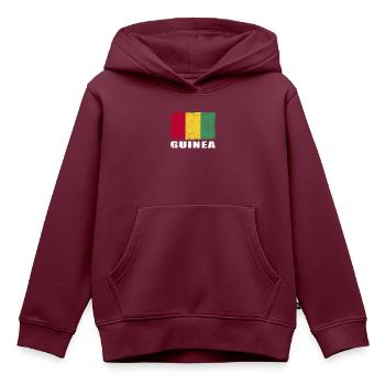 Guinea Flagge Grunge Guinea Fahne - Kinder Premium Organic Hoodie - Burgunderrot - Vorne - AI Model Kid Female (0cm)