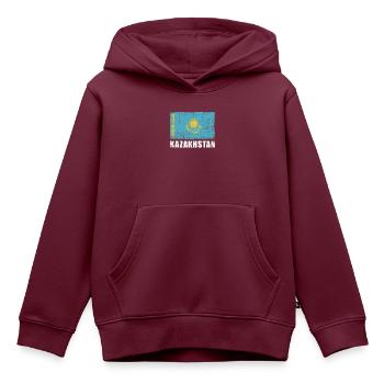 Kasachstan Flagge Grunge Kasachstan Fahne - Kinder Premium Organic Hoodie - Burgunderrot - Vorne - AI Model Kid Female (0cm)