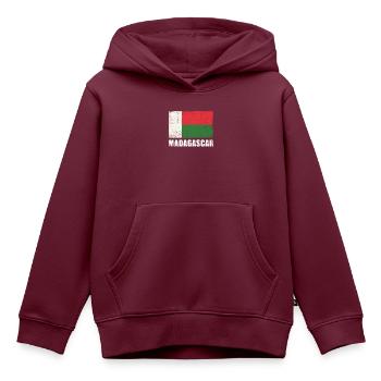 Madagaskar Flagge Grunge Madagaskar Fahne - Kinder Premium Organic Hoodie - Burgunderrot - Vorne - AI Model Kid Female (0cm)