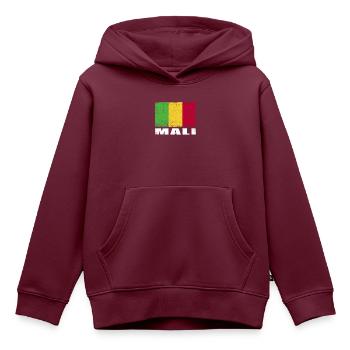 Mali Flagge Grunge Mali Fahne - Kinder Premium Organic Hoodie - Burgunderrot - Vorne - AI Model Kid Female (0cm)
