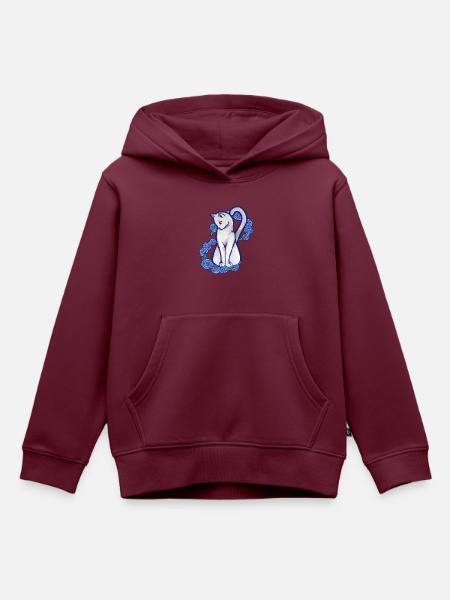 Weiße Katze - Kinder Premium Organic Hoodie - Burgunderrot