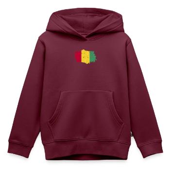 Guinea Flagge Grunge Guinea Fahne - Kinder Premium Organic Hoodie - Burgunderrot - Vorne - AI Model Kid Female (0cm)