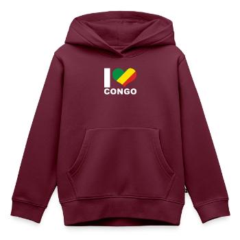 Ich liebe Kongo Herz Flagge Kongo - Kinder Premium Organic Hoodie - Burgunderrot - Vorne - AI Model Kid Female (0cm)