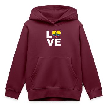 Ich liebe Ecuador Herz Flagge Ecuador - Kinder Premium Organic Hoodie - Burgunderrot - Vorne - AI Model Kid Female (0cm)