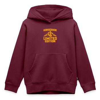 Hufeisen-Werfen Hufeisen-Wurfspiel Hufeisen Werfen - Kinder Premium Organic Hoodie - Burgunderrot - Vorne - AI Model Kid Female (0cm)