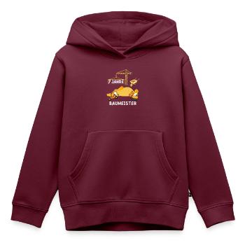 7. Geburtstag Baumeister - Kinder Premium Organic Hoodie - Burgunderrot - Vorne - AI Model Kid Female (0cm)