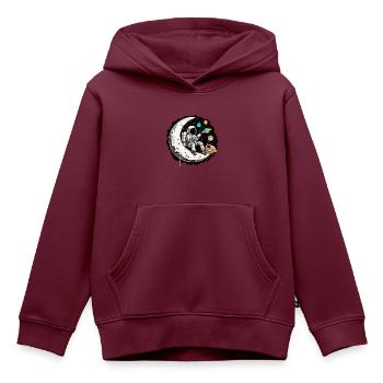 Astronaut trinkt Kaffee auf dem Mond - Kinder Premium Organic Hoodie - Burgunderrot - Vorne - AI Model Kid Female (0cm)