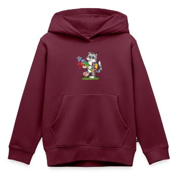 Niedliche Katze Katzenkind mit Zuckertüte Schule - Kinder Premium Organic Hoodie - Burgunderrot - Vorne - AI Model Kid Female (0cm)