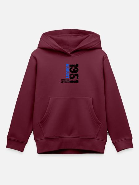 1951 August Limited Edition 72. Geburtstag Outfit - Kinder Premium Organic Hoodie - Burgunderrot