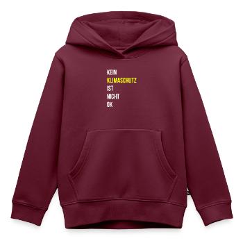 Klima Klimaschutz Spruch - Kinder Premium Organic Hoodie - Burgunderrot - Vorne - AI Model Kid Female (0cm)