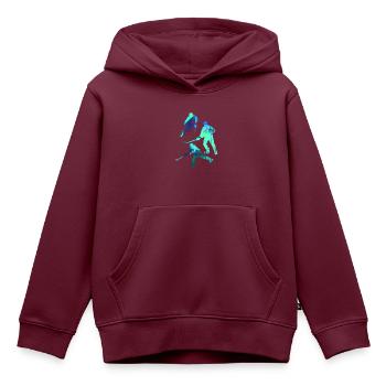 Eishockey, Hockey, Graffiti, bunt, stencil - Kinder Premium Organic Hoodie - Burgunderrot - Vorne - AI Model Kid Female (0cm)