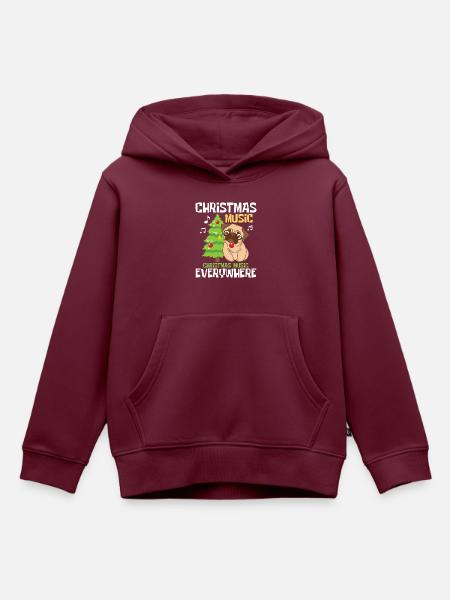 Christmas Music Everywhere - Kinder Premium Organic Hoodie - Burgunderrot