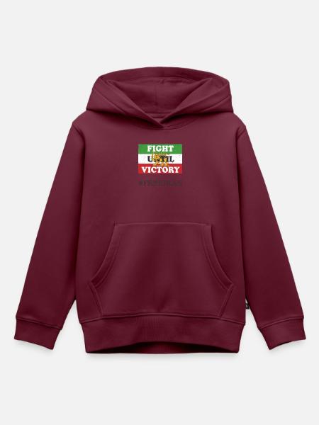 Iranische Löwenflagge KAMPF BIS ZUM SIEG Iranisch - Kinder Premium Organic Hoodie - Burgunderrot