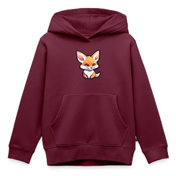 Wüstenfuchs Fennek Zeichnung - Kinder Premium Organic Hoodie - Burgunderrot - Vorne - AI Model Kid Female (0cm)