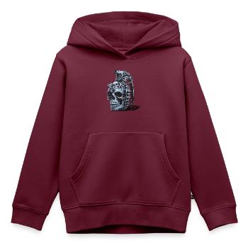 Design der Skelettgranate - Kinder Premium Organic Hoodie - Burgunderrot - Vorne - AI Model Kid Female (0cm)