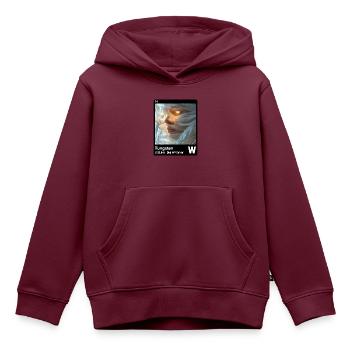 AI am Tungsten (bk) Stilelement periodisch - Kinder Premium Organic Hoodie - Burgunderrot - Vorne - AI Model Kid Female (0cm)