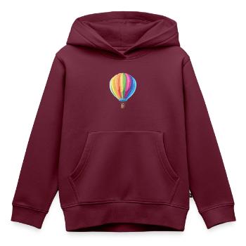 Bunte Heißluftballons schweben am Himmel - Kinder Premium Organic Hoodie - Burgunderrot - Vorne - AI Model Kid Female (0cm)