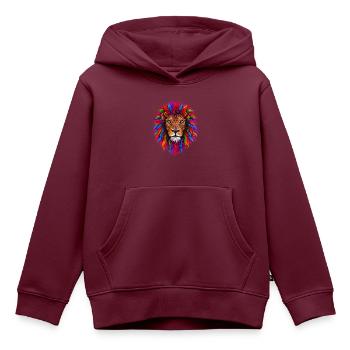 Psychedelischer Löwe - Kinder Premium Organic Hoodie - Burgunderrot - Vorne - AI Model Kid Female (0cm)