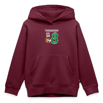 Tor Ich bin 8 - Kinder Premium Organic Hoodie - Burgunderrot - Vorne - AI Model Kid Female (0cm)
