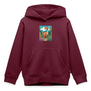 Dinosaur - Kinder Premium Organic Hoodie - Burgunderrot - Vorne - AI Model Kid Female (0cm)