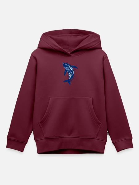 Der blauer Wal fisch - Kinder Premium Organic Hoodie - Burgunderrot