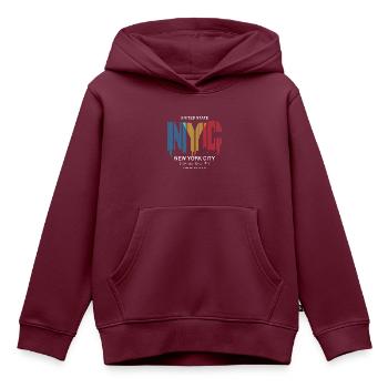 New York NYC Schriftzug - Kinder Premium Organic Hoodie - Burgunderrot - Vorne - AI Model Kid Female (0cm)