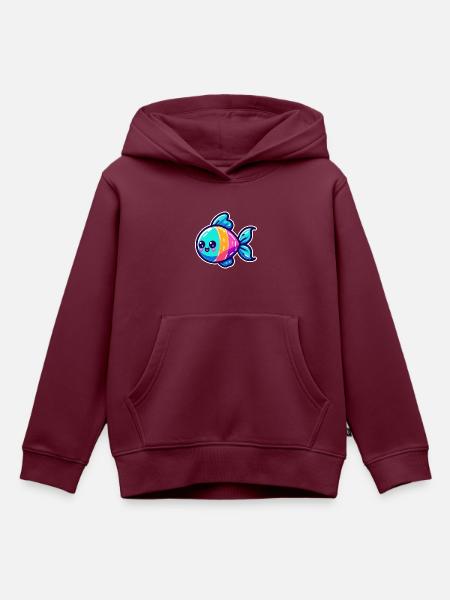 Regenbogen Fisch Design - Kinder Premium Organic Hoodie - Burgunderrot