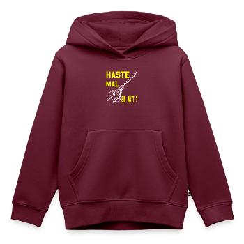Energie sparen Energiekrise Energie betteln lustig - Kinder Premium Organic Hoodie - Burgunderrot - Vorne - AI Model Kid Female (0cm)