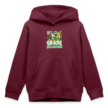 St Paddys St Patricksday St Patrick Day - Kinder Premium Organic Hoodie - Burgunderrot - Vorne - AI Model Kid Female (0cm)