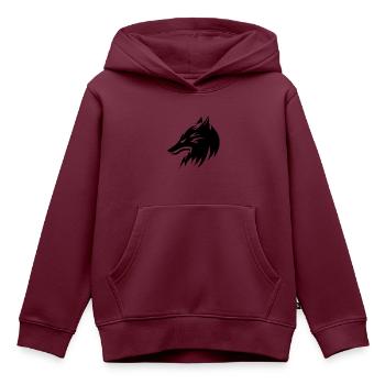Wolf Kopf Porträt Tattoo Style - Kinder Premium Organic Hoodie - Burgunderrot - Vorne - AI Model Kid Female (0cm)