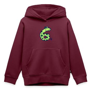 monster sechs - Kinder Premium Organic Hoodie - Burgunderrot - Vorne - AI Model Kid Female (0cm)