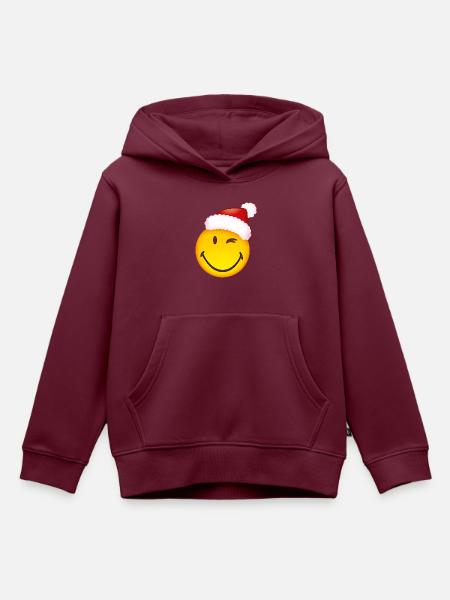 Smiley Santa Claus - Kinder Premium Organic Hoodie - Burgunderrot
