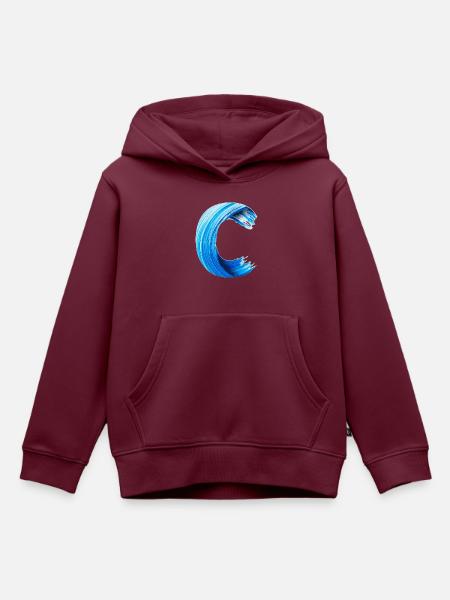 Buchstabe C GEMALT - Kinder Premium Organic Hoodie - Burgunderrot