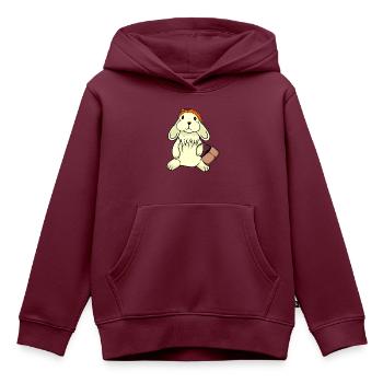 Hase mit Mütze und Korb - Kinder Premium Organic Hoodie - Burgunderrot - Vorne - AI Model Kid Female (0cm)