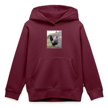 Hahn - Kinder Premium Organic Hoodie - Burgunderrot - Vorne - AI Model Kid Female (0cm)