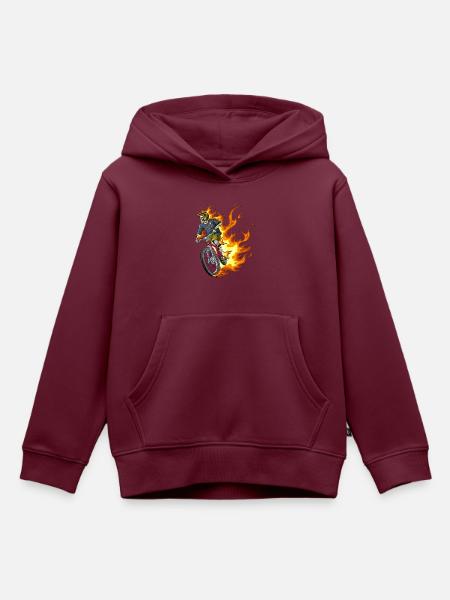 Brennender Biker / Biker Flammen - Kinder Premium Organic Hoodie - Burgunderrot