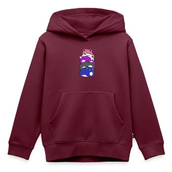 Genderfluid Stolz Frosch Haufen Genderfluid Flagge - Kinder Premium Organic Hoodie - Burgunderrot - Vorne - AI Model Kid Female (0cm)